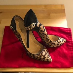 Christian Louboutin leopard chain heels